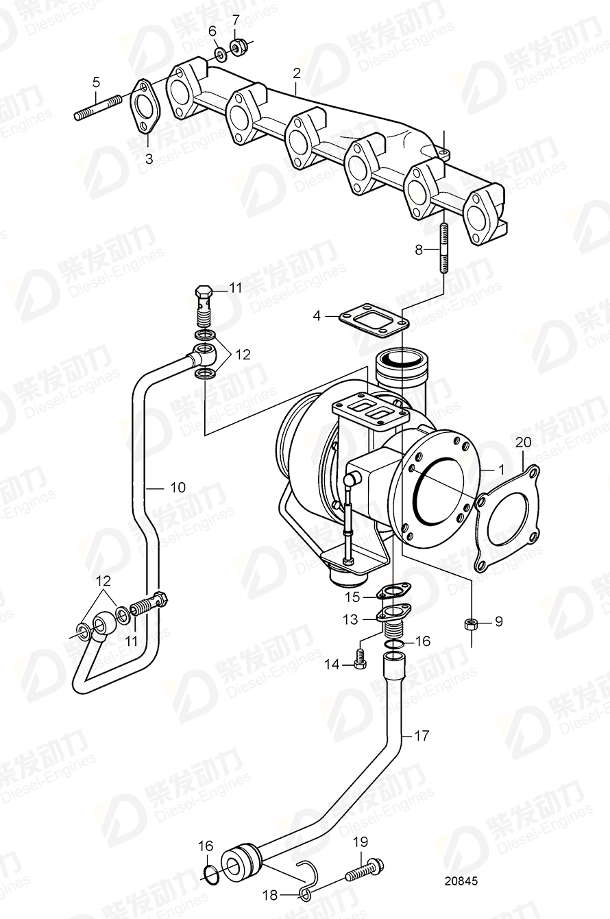 volvo penta Turbocharger 20571676 Drawing volvo penta Turbocharger 20571676 Drawing